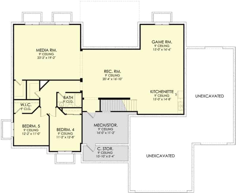 Walkout lower level floor plan