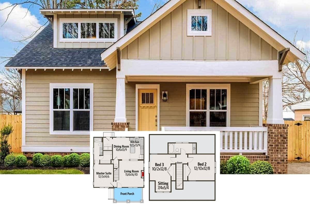 Step Inside This Classic Craftsman Style 1,584 Sq. Ft. 3-Bedroom Bungalow with a Deep Covered Front Porch (Includes Floor Plan)