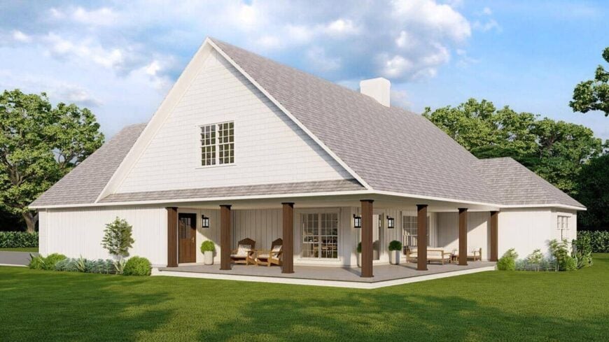 Two-Story 4-Bedroom Modern Cottage with Balcony and L-Shaped Back Porch ...