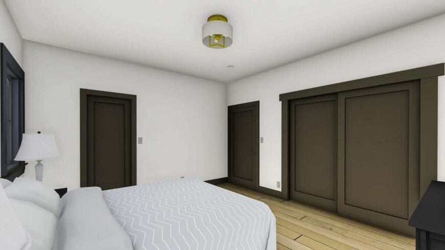 The fourth bedroom features a walk-in closet concealed behind the sliding doors.