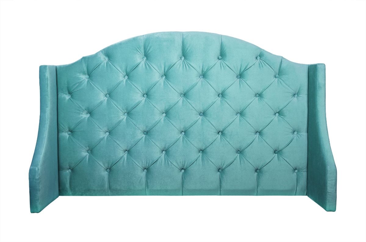 A blue headboard on a white background.
