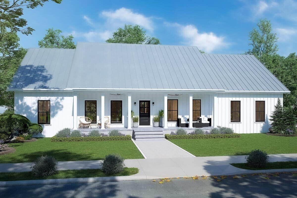 Single-Story 3-Bedroom New American Ranch with Front and Back Porches