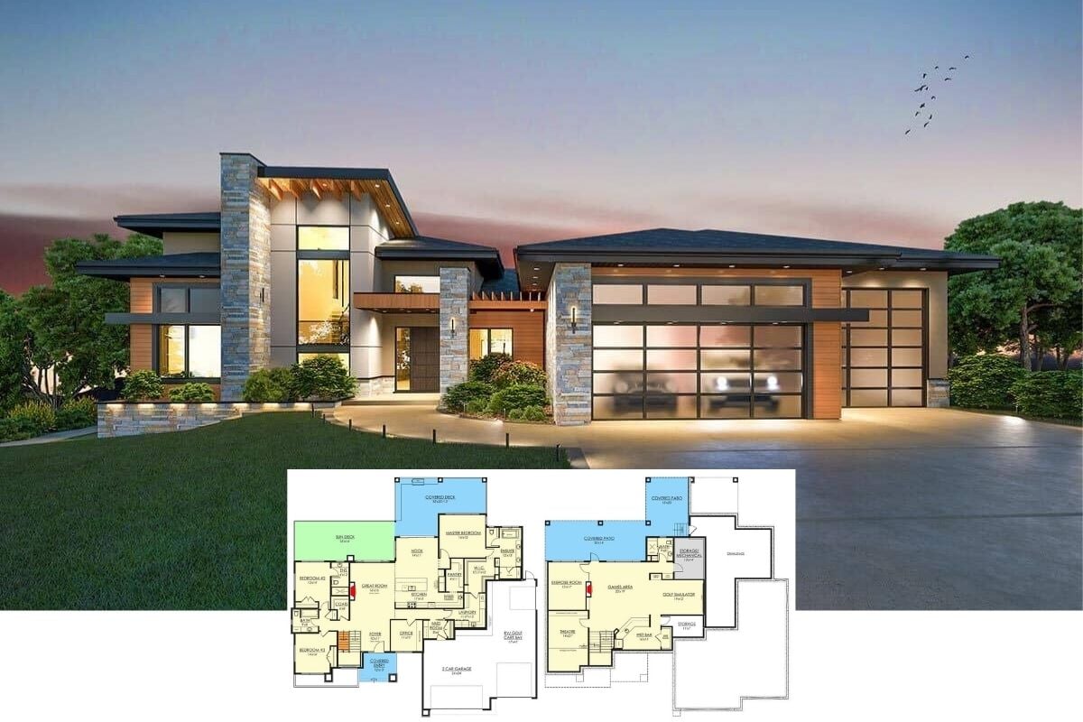 Tour This 4-Bedroom Architectural Marvel: A Contemporary 4,500+ Sq. Ft. Home with Glass Accents (View the Detailed Floor Plan Sketches)