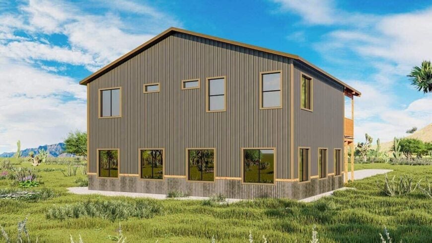 Rear rendering showcasing more windows bringing an abundant amount of natural light in.