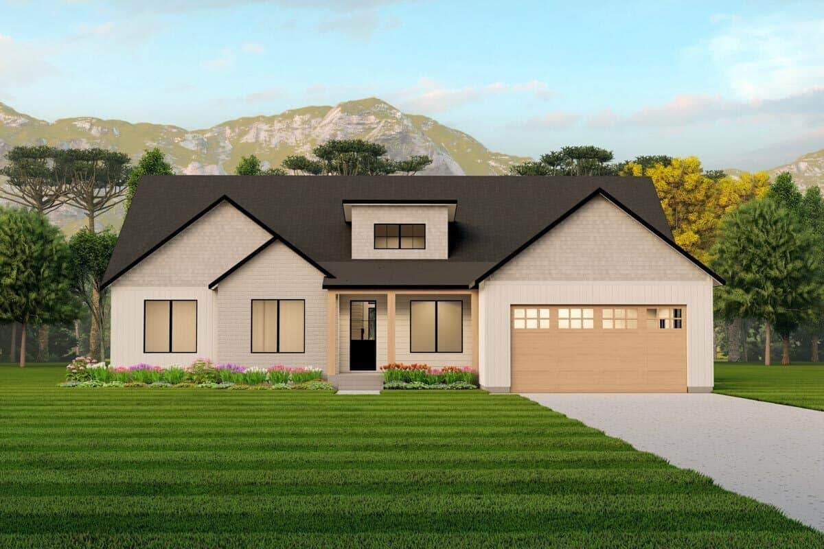 Single-Story Modern Ranch 5-Bedroom Home with Flex Room and Covered Deck
