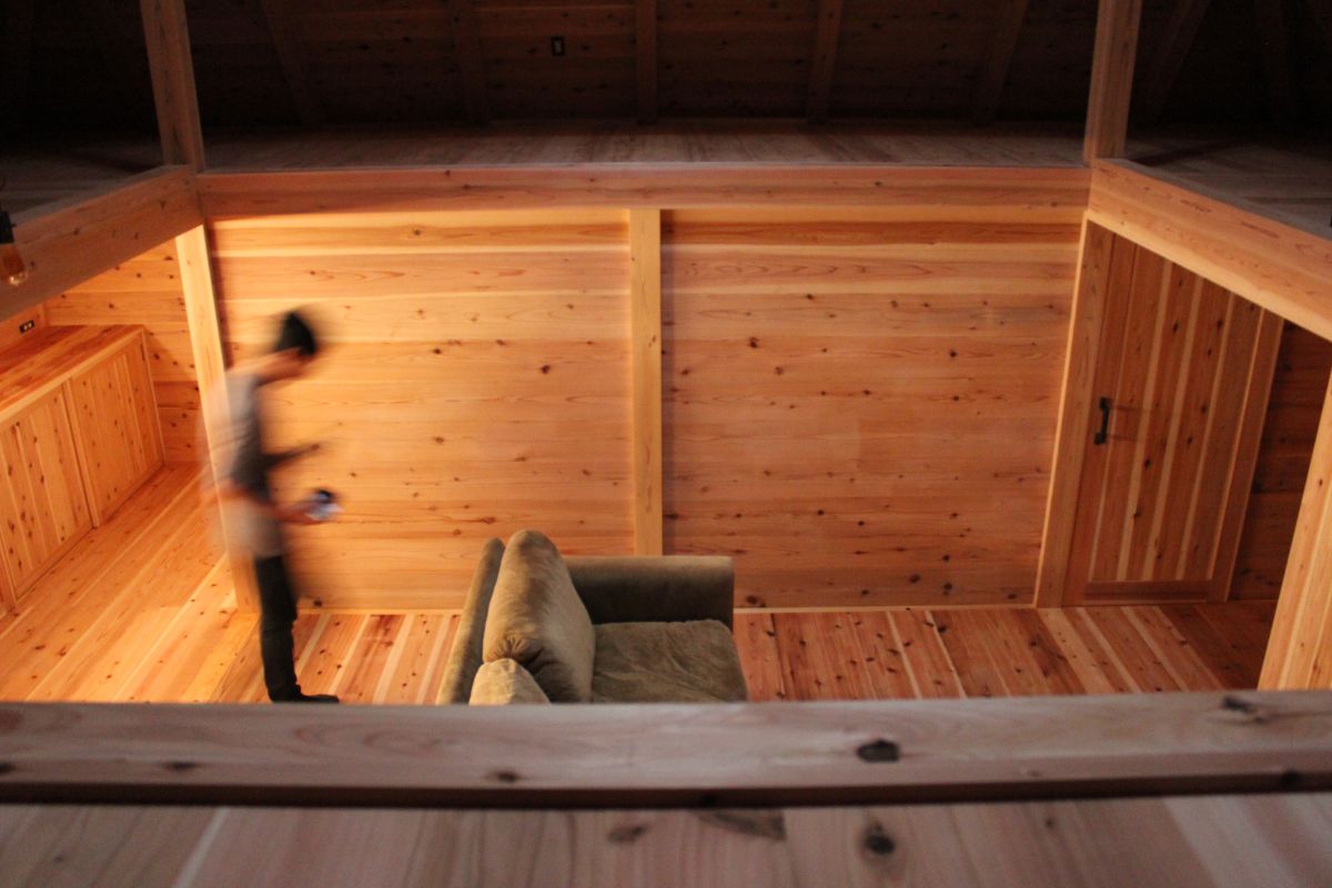 The wood enclosed living space.