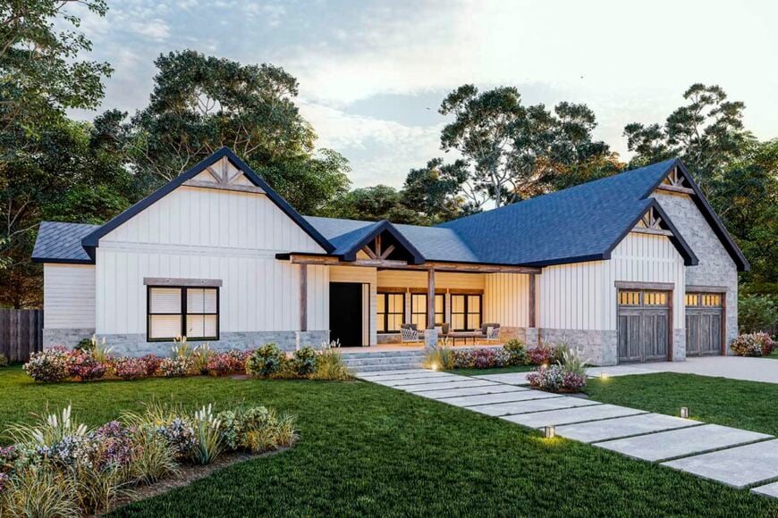 4-Bedroom Modern Farmhouse Single-Story Ranch with Wet Bar and Open ...