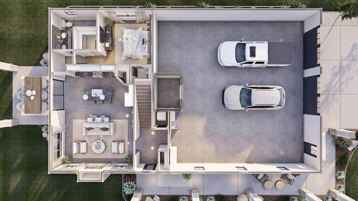 3D second level floor plan