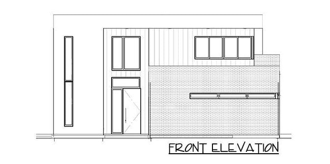 Front elevation sketch of the two-story 3-bedroom modern home.