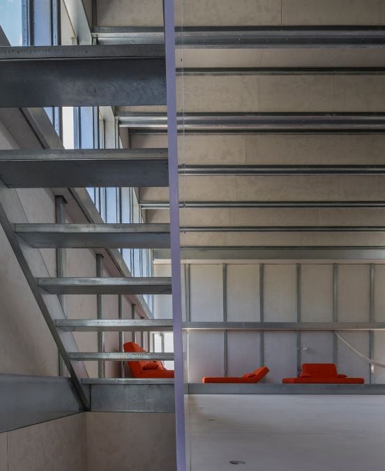 A detailed view of a staircase made of prefabricated elements, showcasing precision and craftsmanship while offering cost-effective and structurally sound design