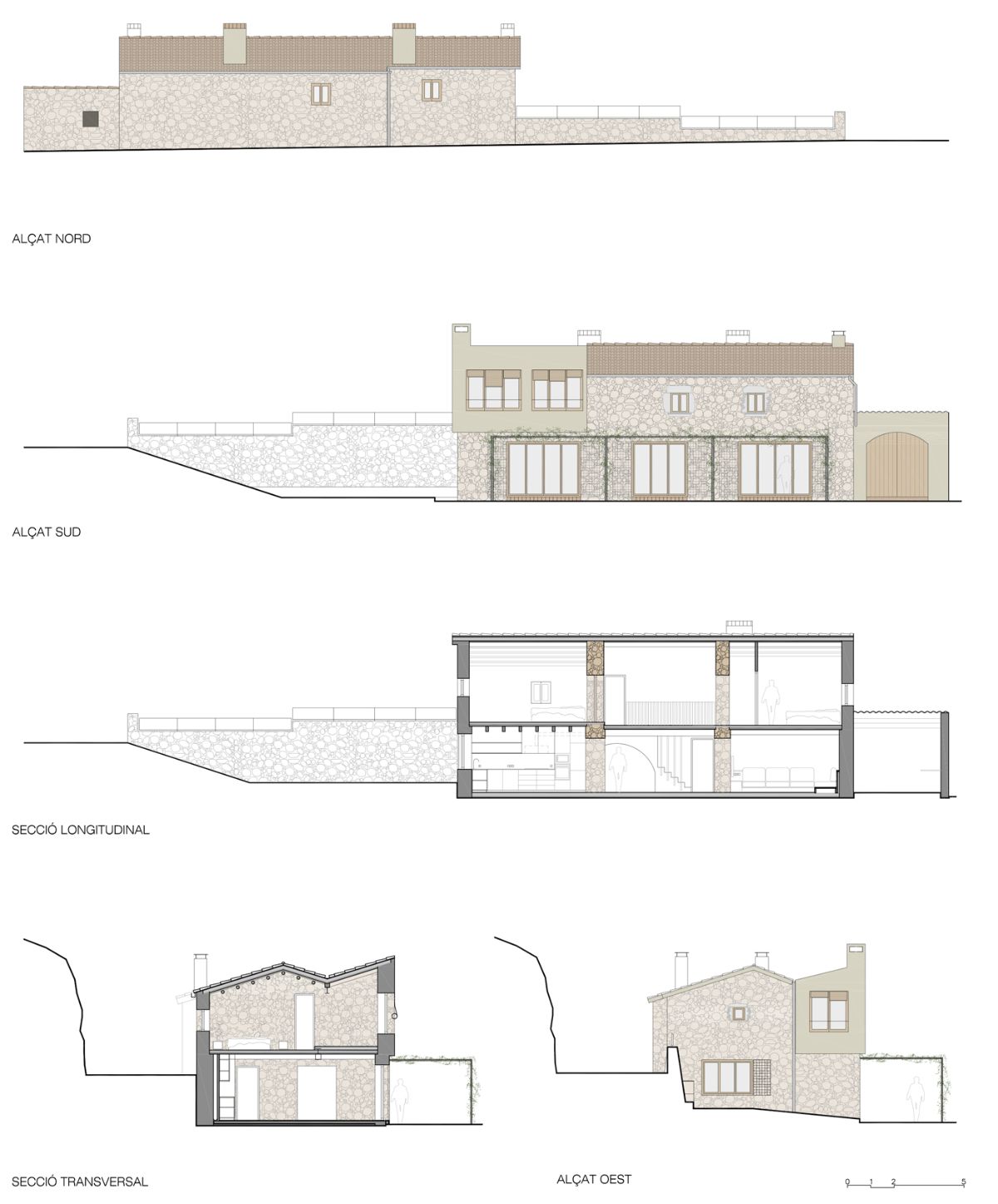 Longitudinal section of the house.