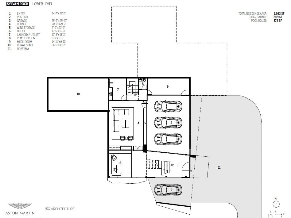 Floor plan for the ground level of the house.