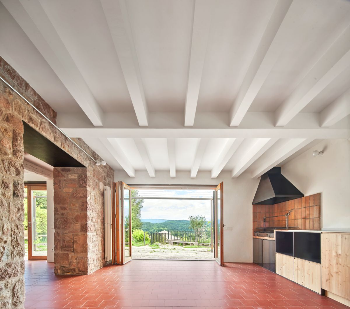 The house has several entries where you can see the landscape outside.