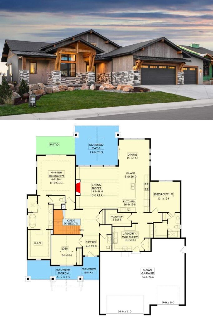 Modern Mountain Living: Contemporary 4-Bedroom Floor Plan with Stone ...