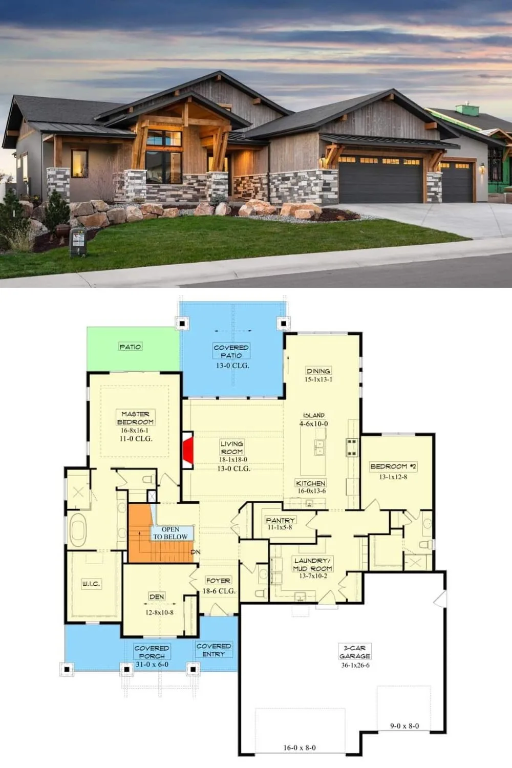 Modern Mountain Living: Contemporary 4-Bedroom Floor Plan with Stone ...