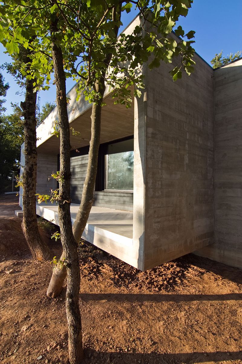 The house was custom-designed to preserve all of the oak trees that were originally on the plot.