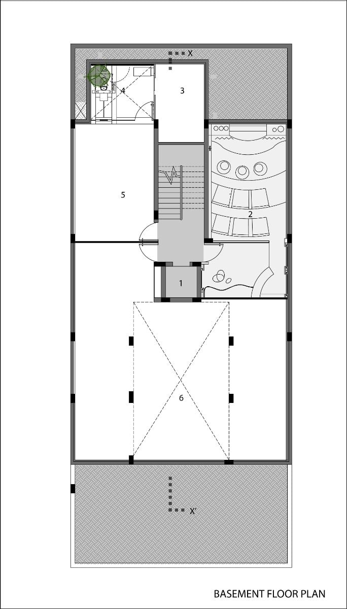 Kindred house basement floor plan.