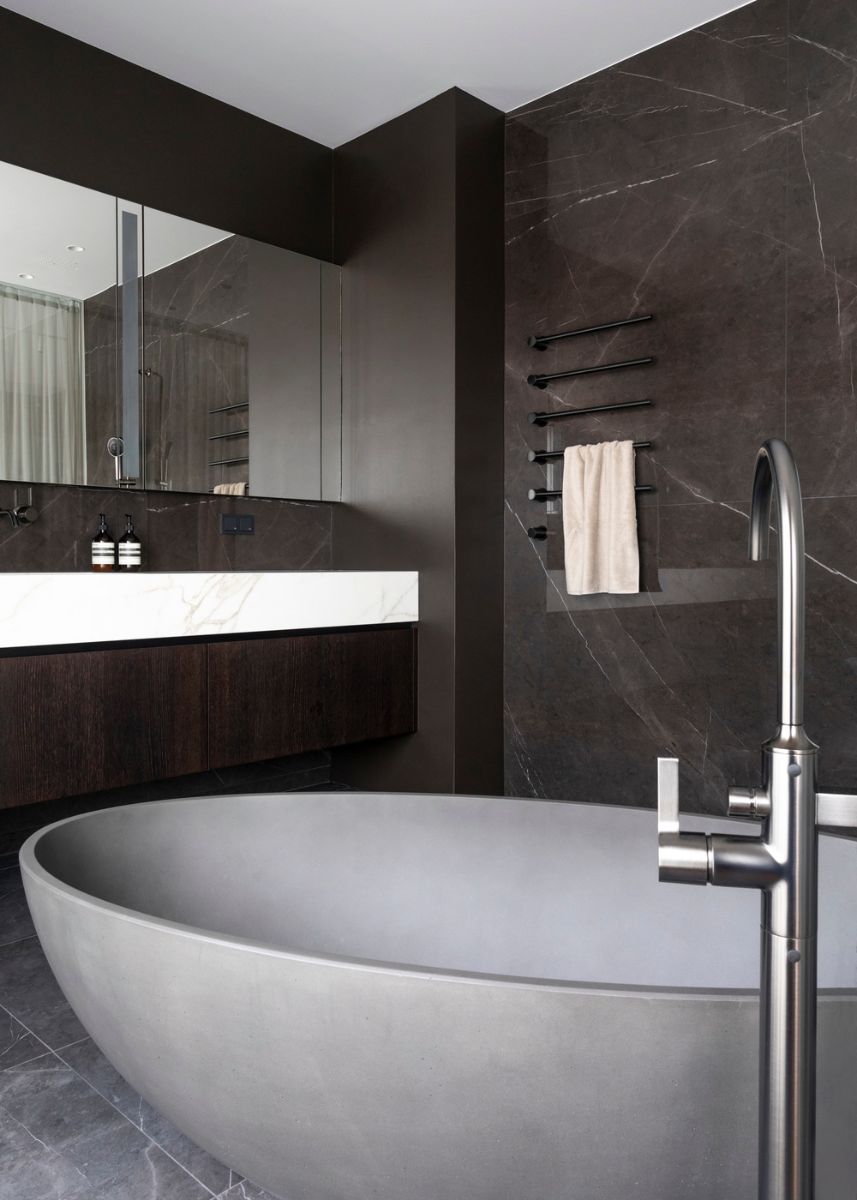 The master bedroom's free-standing bathtub.