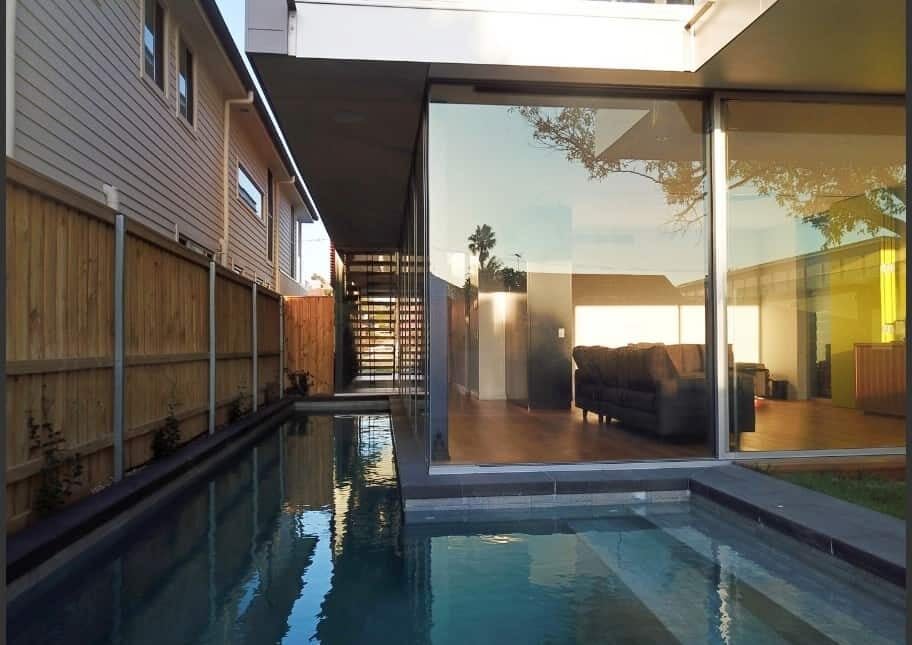 The home's swimming pool enhances outdoor entertaining.