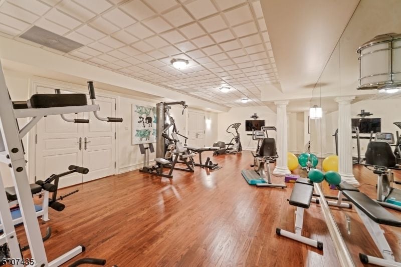 The house has a home gym for people to stay fit.