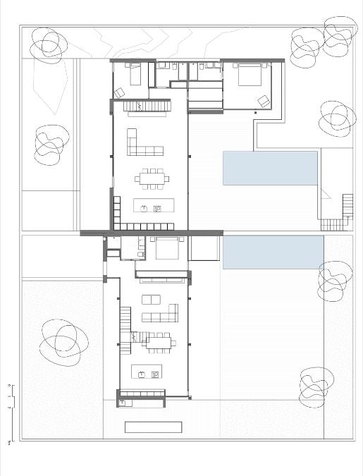 The low level section of the house plan for Casa Altos De Benageber.