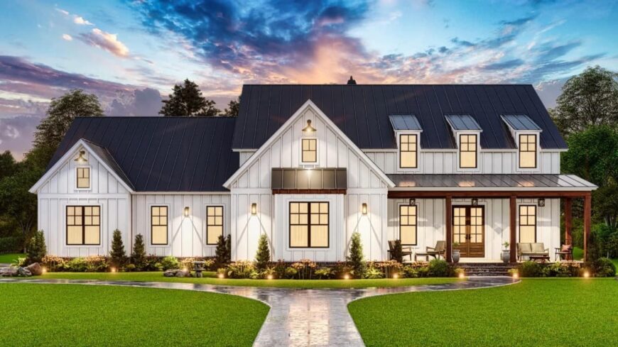 Single-Story 4-Bedroom Modern Farmhouse with Front Porch and Jack ...