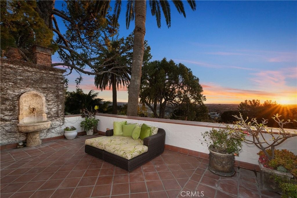 An outdoor patio offers the best view of the city.