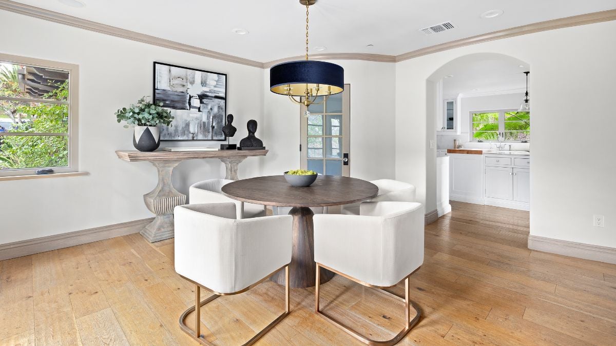 This one has a straightforward design, and the seats match the hue of the house.