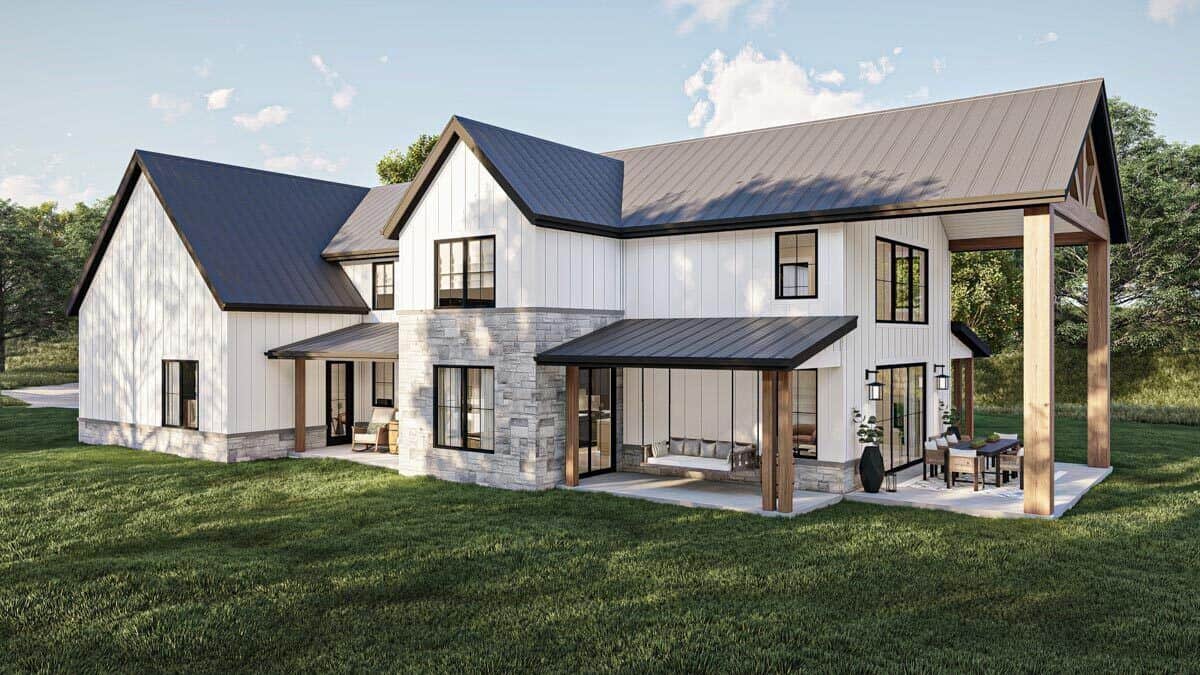 Rear-left rendering boasting more outdoor spaces perfect for relaxing and alfresco dining.