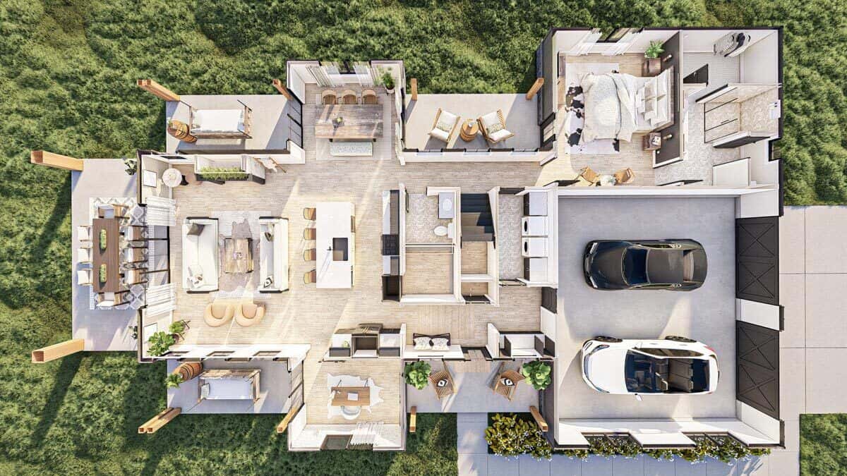 3D main level floor plan