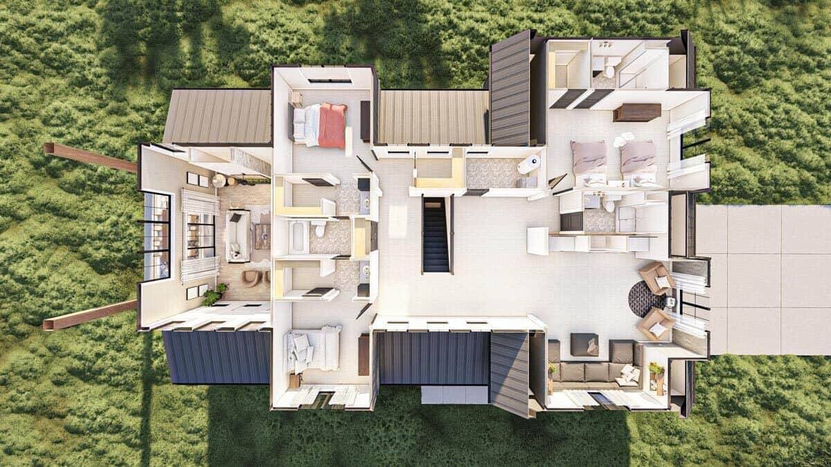 3D second level floor plan