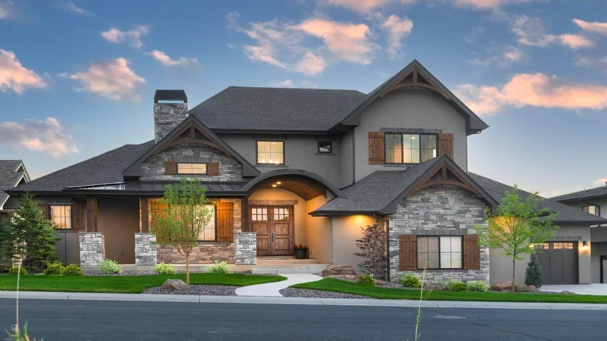 Two-Story 4-Bedroom Contemporary Country Home with Balcony and Wet Bar
