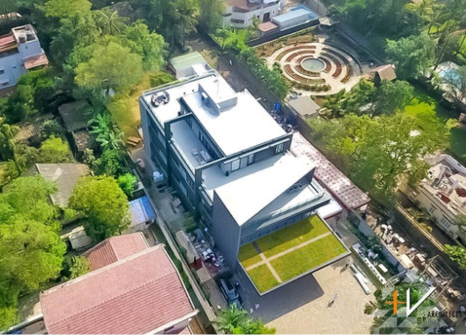 An aerial shot of PORTAL HOUSE, LONAVALA and its lush surroundings.