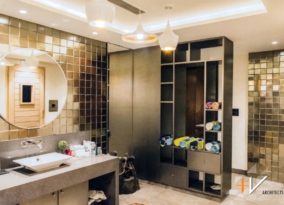 A beautiful and elegant bathroom with high-end fixtures and finishes