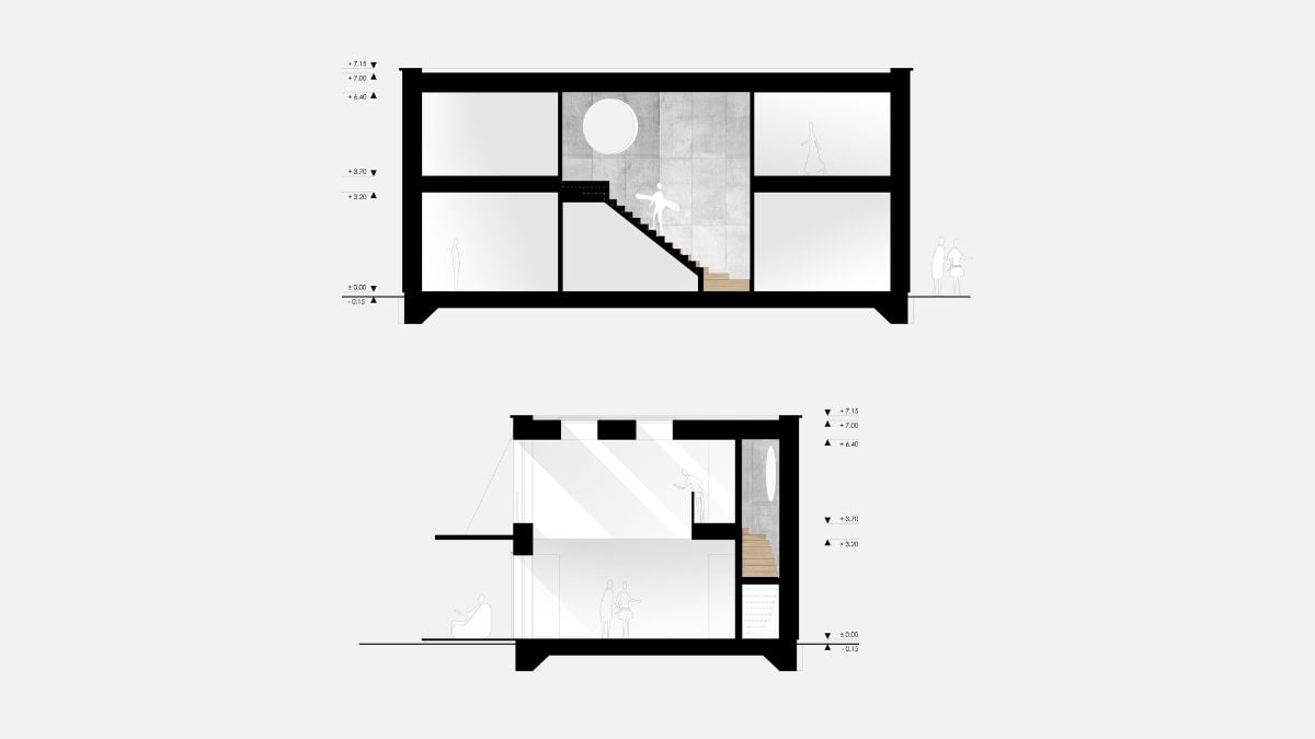 A graphic layout of the monolithic architectural house.