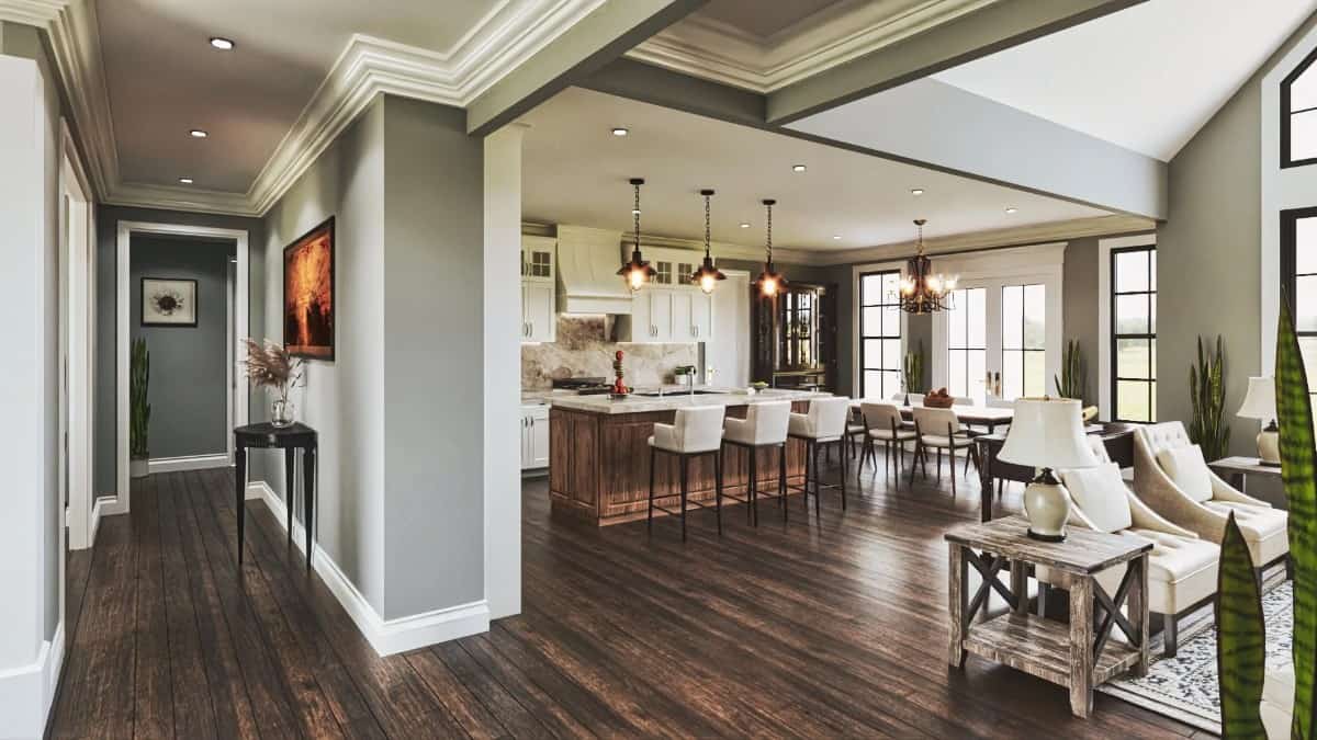 A gallery off the open living space leads to the family bedrooms.