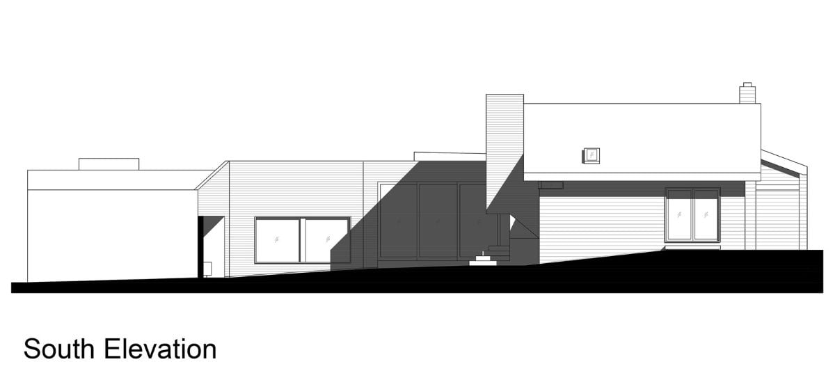 The south elevation plan of the house.