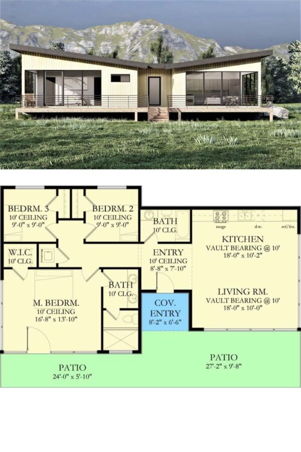 Contemporary Style 3-Bedroom Single-Story Home with Front Porch and ...