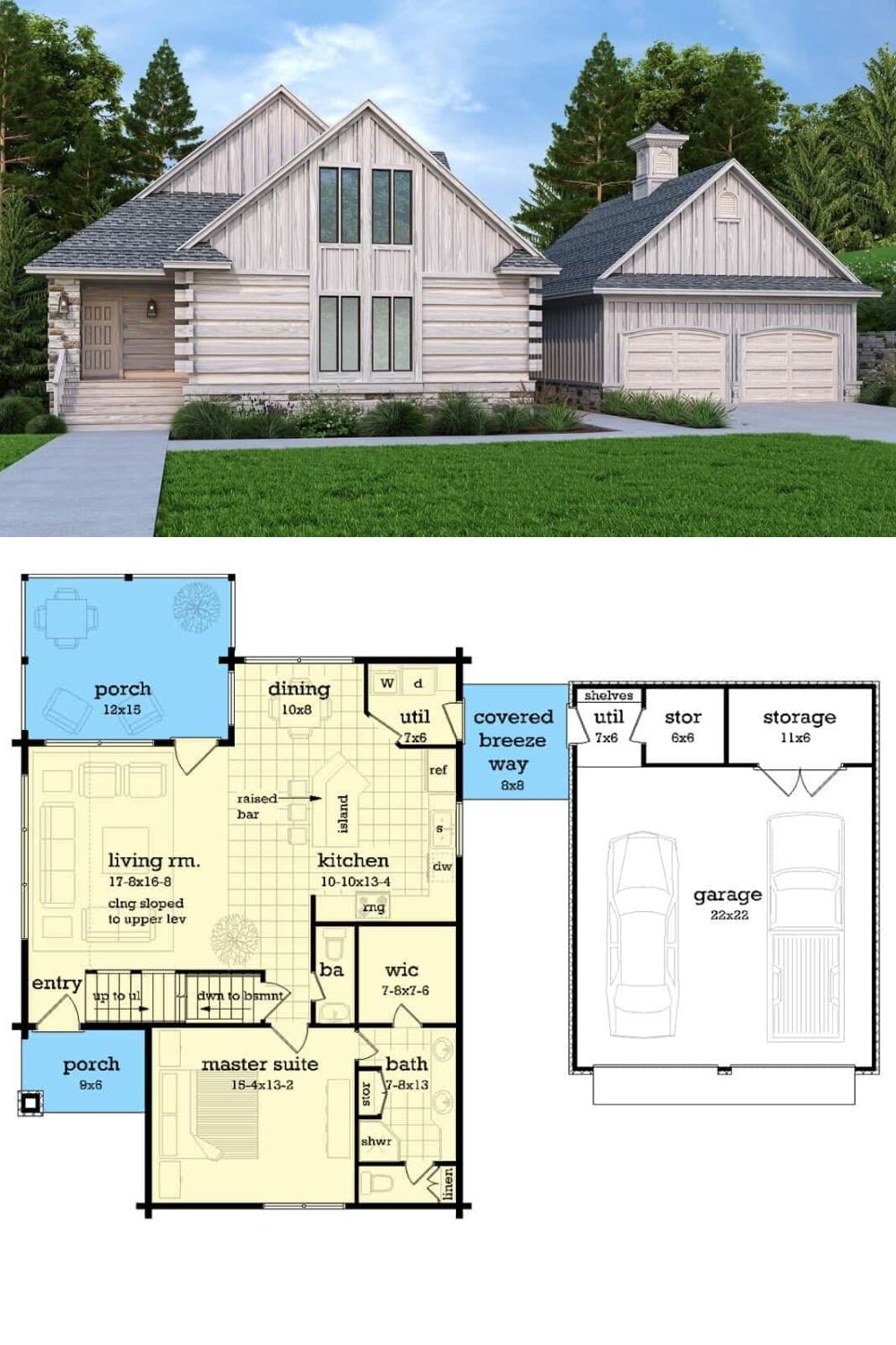 Cabin Style 3-Bedroom Two-Story True Log Home with Loft and Breezeway ...