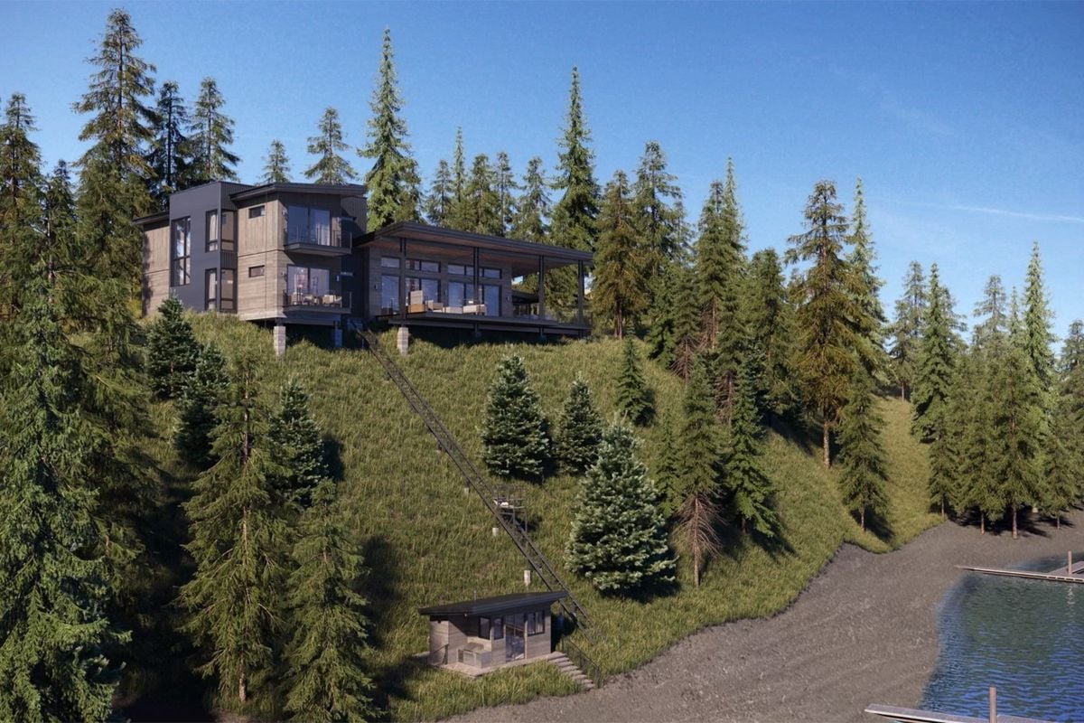 This stunning to-be-built Mountain Modern LAKEFRONT home is situated on the most breathtaking 416 FEET of WATERFRONT in the prime Stevens Point area of majestic LAKE COEUR D ALENE!