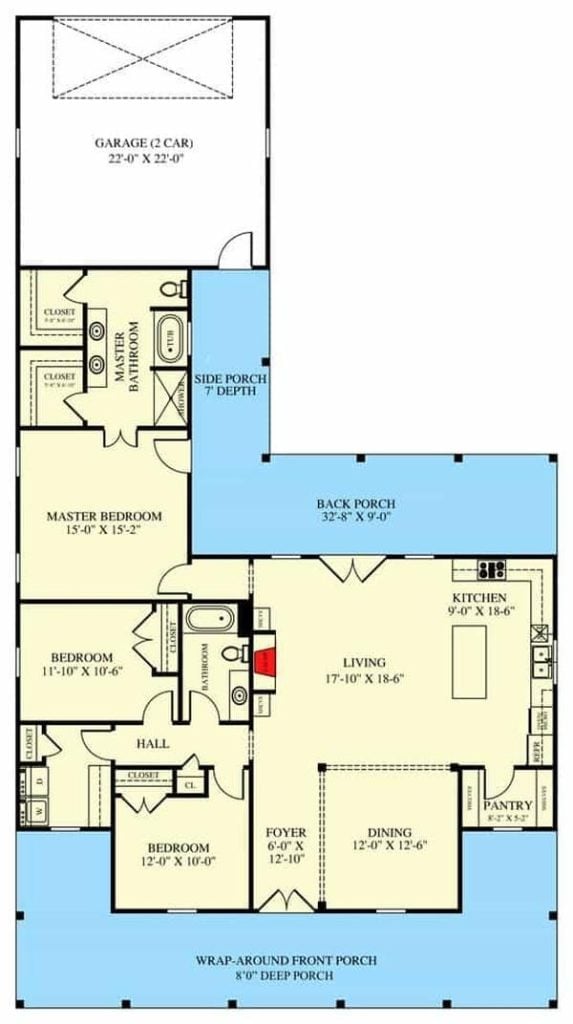 Main level floor plan southern home architectural designs