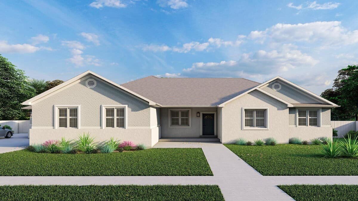 Contemporary Single-Story 3-Bedroom Ranch with 3-Car Garage and Basement Expansion (Floor Plan)