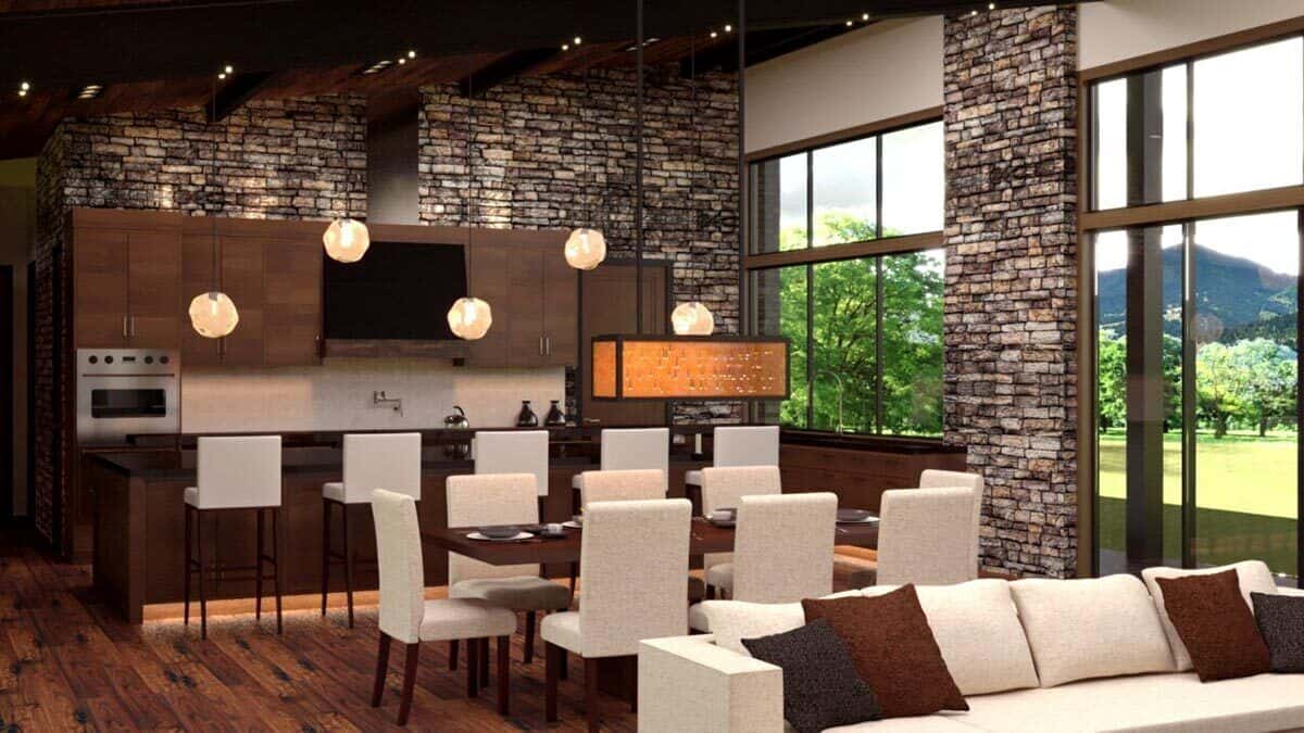 The dining area offers an 8-seater dining set and great views of the lush backyard.