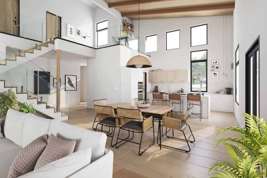 Two-Story 3-Bedroom Modern Style Home with Balcony Loft and Wraparound ...
