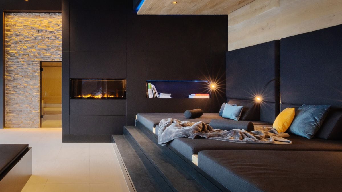 The spa is located on the home's ground floor.