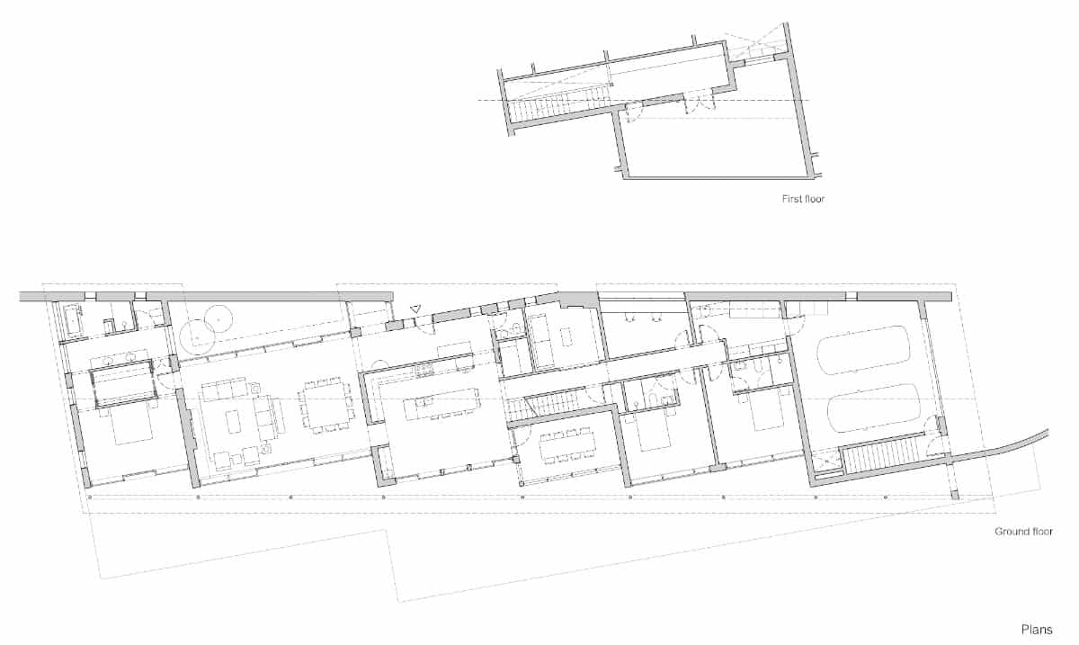 First and ground floor plans of the Virgin Vineyard House.