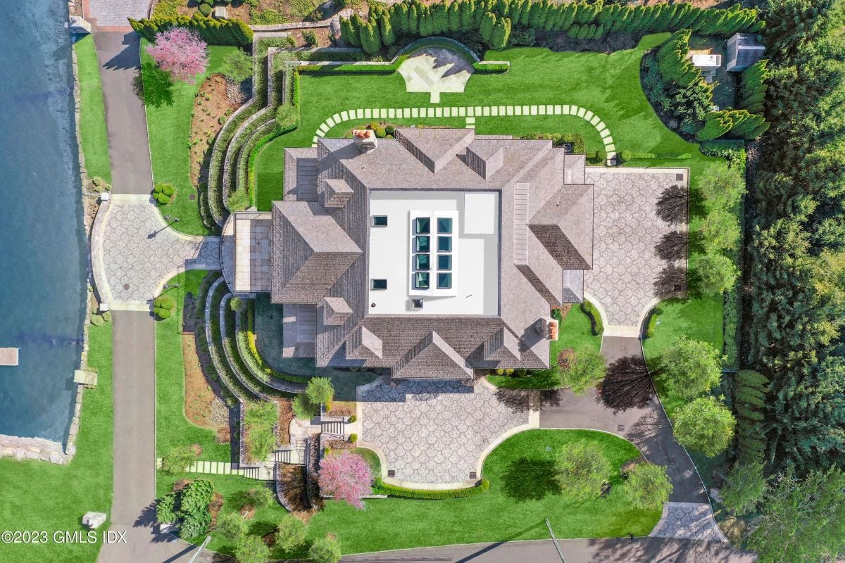 Aerial view of the house.