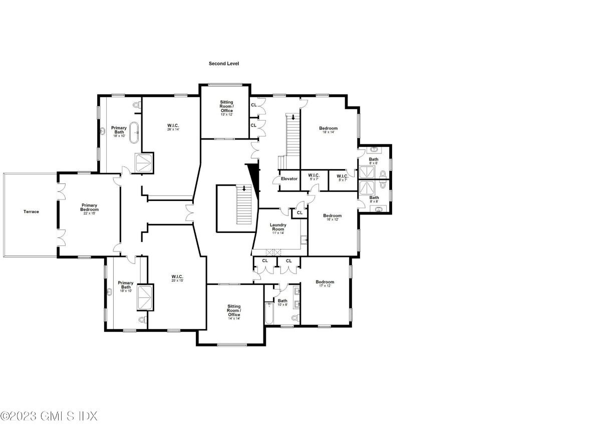 Second level floor plan.