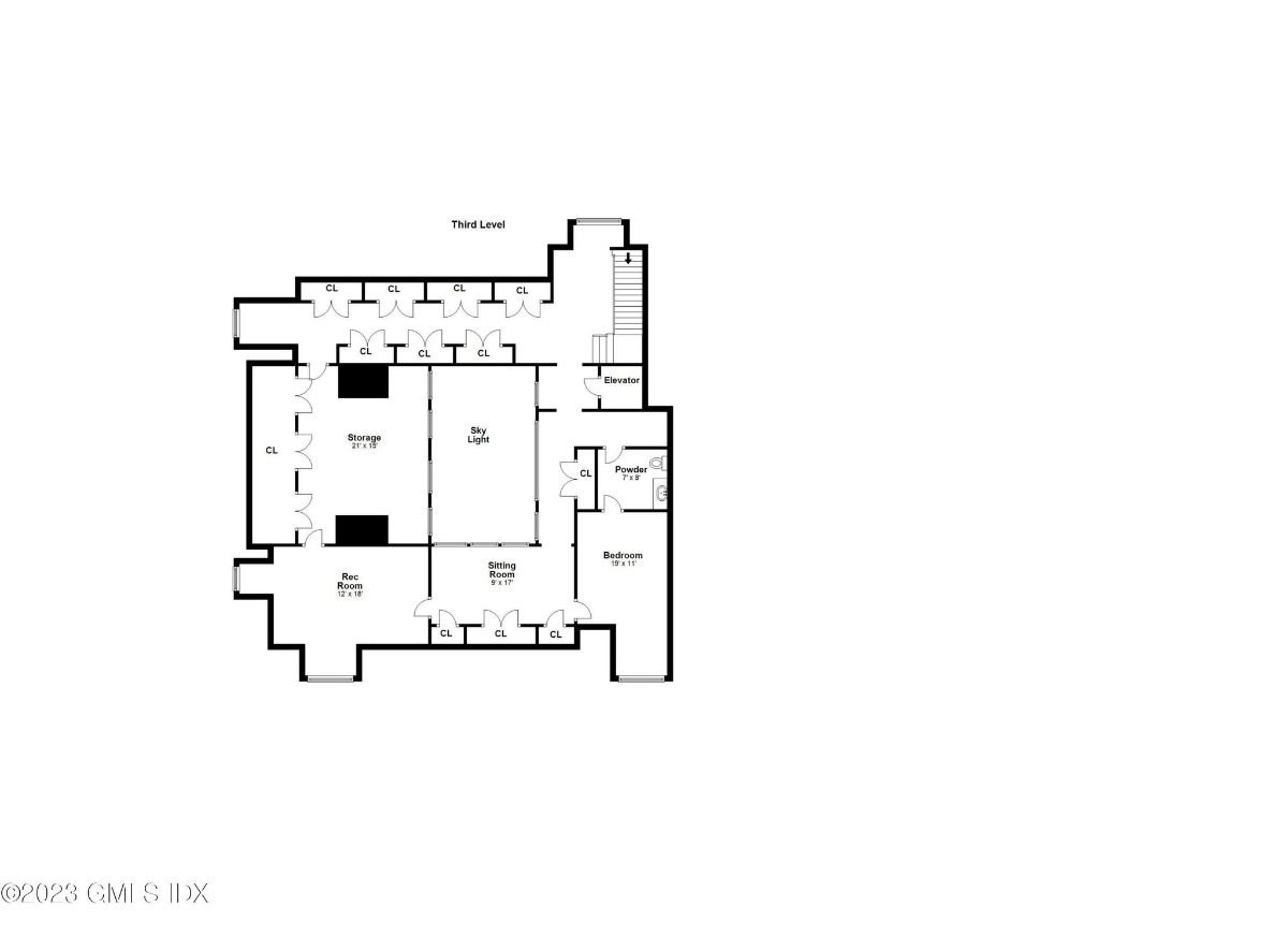 Third level floor plan.
