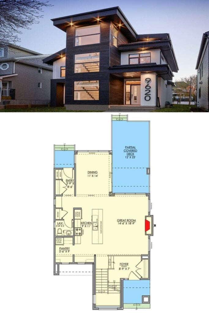 Modern Style 4-Bedroom Three-Story Home for a Narrow Lot with Loft and ...